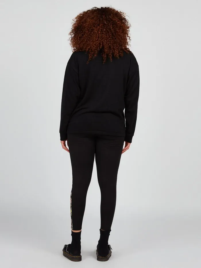 Womens Hoodies and Sweatshirts Volcom Stone Stacked Mock Neck 8211 Black