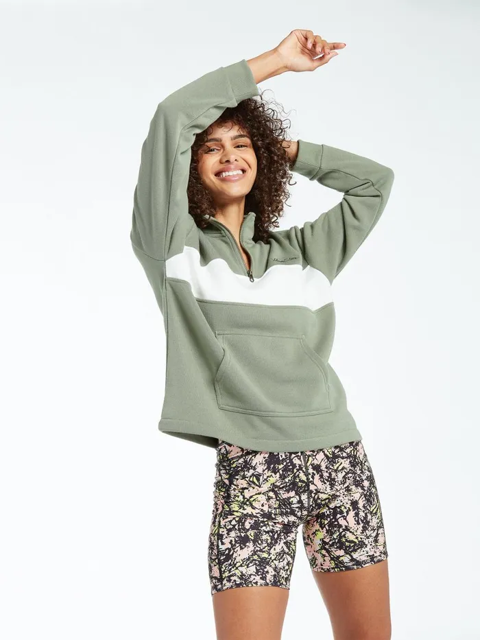 Womens Hoodies and Sweatshirts Volcom Stone Stacked Mock Neck 8211 Light Army