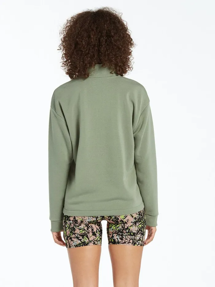 Womens Hoodies and Sweatshirts Volcom Stone Stacked Mock Neck 8211 Light Army