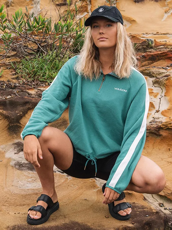 Womens Hoodies and Sweatshirts Volcom Way Stacked Mock Neck 8211 Jade