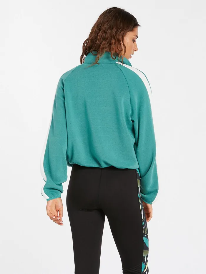 Womens Hoodies and Sweatshirts Volcom Way Stacked Mock Neck 8211 Jade