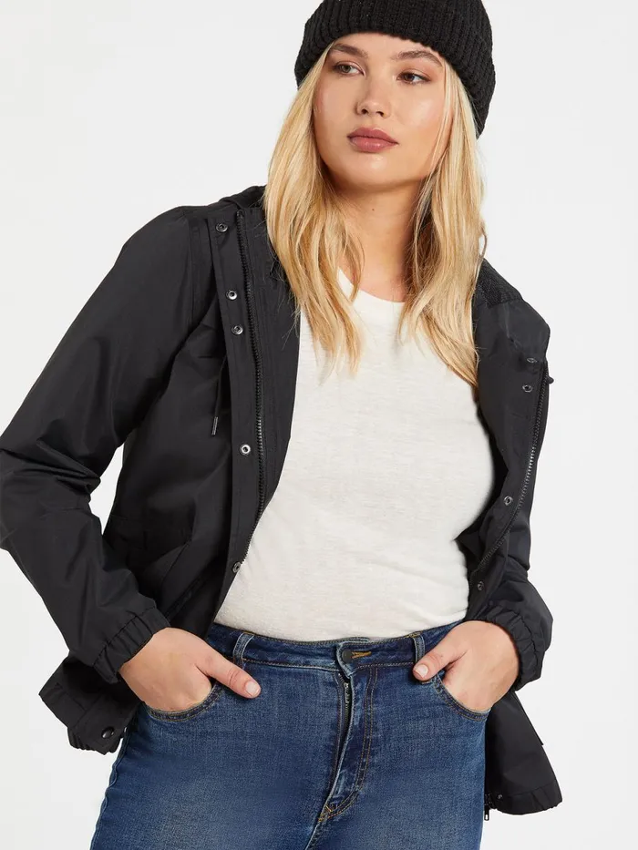 Womens Jackets Volcom Enemy Stone Windbreaker Jacket 8211 Black