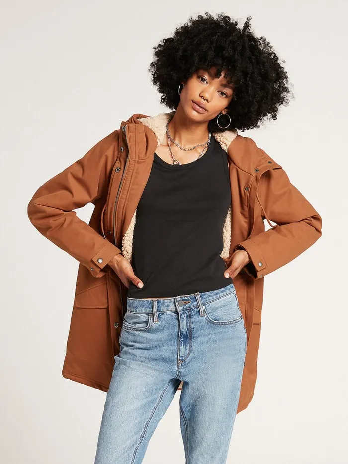 Womens Jackets Volcom Less Is More 5K Parka Jacket 8211 Mocha