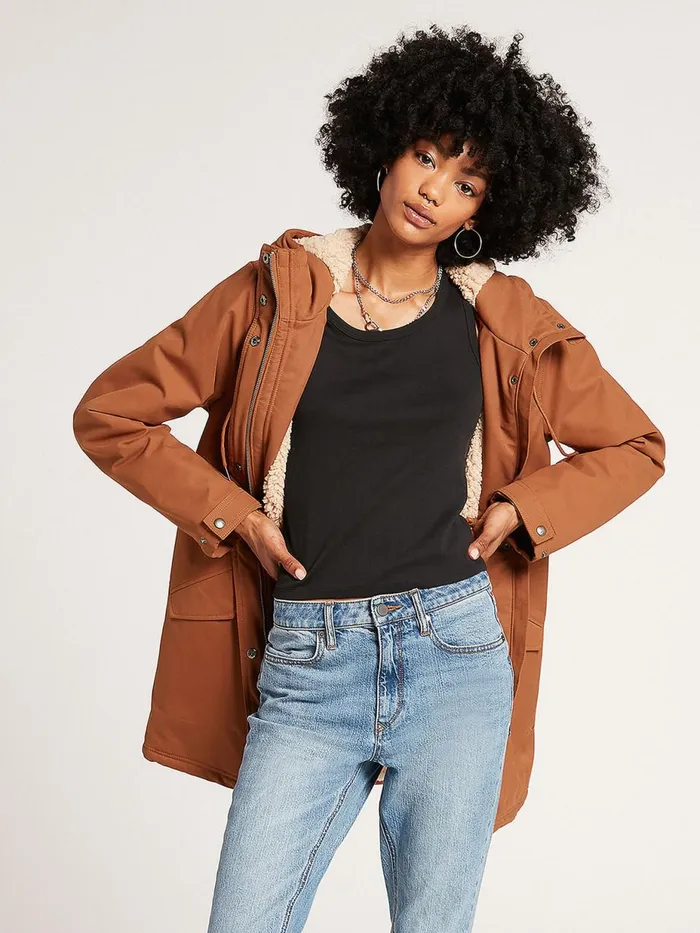 Womens Jackets Volcom Less Is More 5K Parka Jacket 8211 Mocha