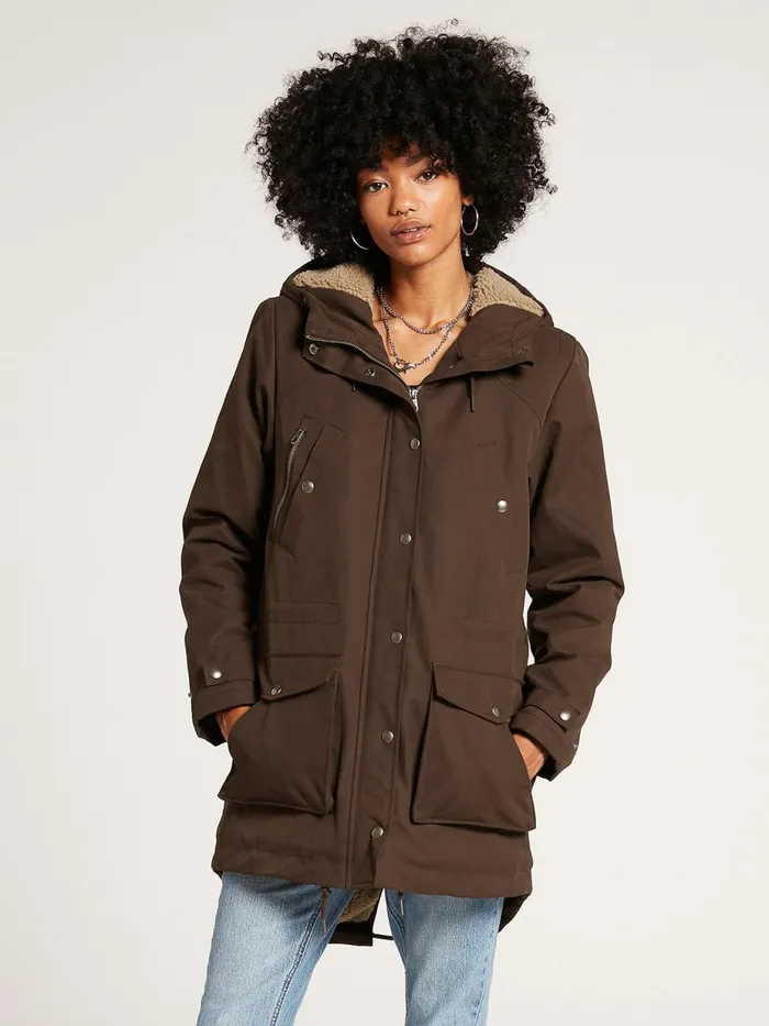 Womens Jackets Volcom Walk On By 5K Parka Jacket 8211 Dark Brown