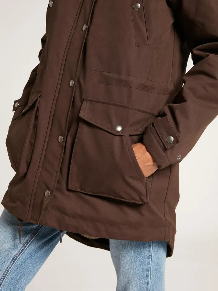 Womens Jackets Volcom Walk On By 5K Parka Jacket 8211 Dark Brown