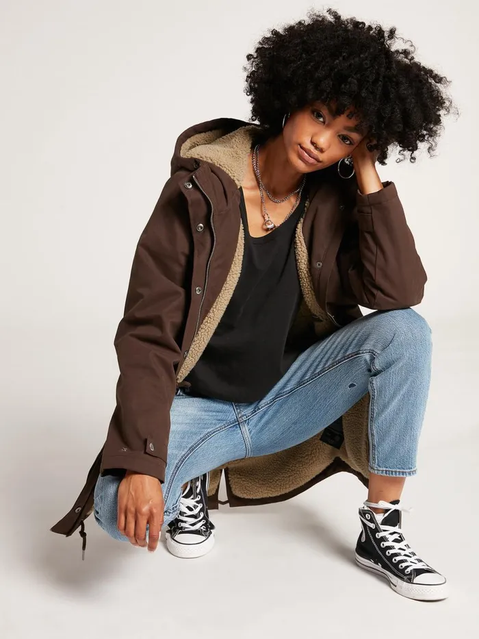 Womens Jackets Volcom Walk On By 5K Parka Jacket 8211 Dark Brown