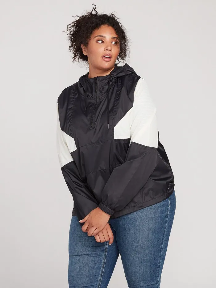 Womens Jackets Volcom Wind Stoned Windbreaker Plus Size 8211 Black White