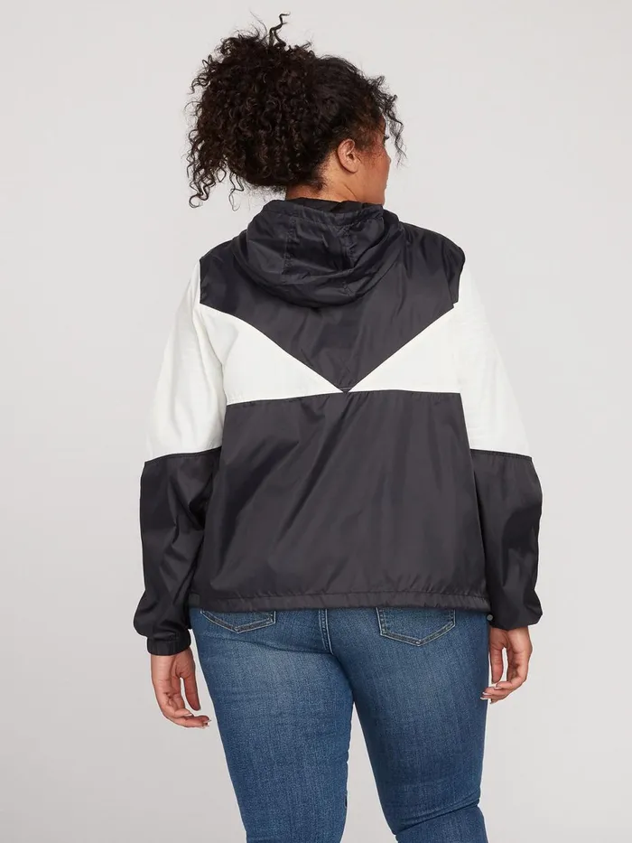 Womens Jackets Volcom Wind Stoned Windbreaker Plus Size 8211 Black White