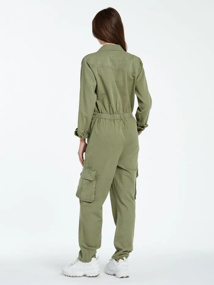 Womens Jumpsuits and Rompers Volcom Inflight Safari Jumpsuit 8211 Light Army