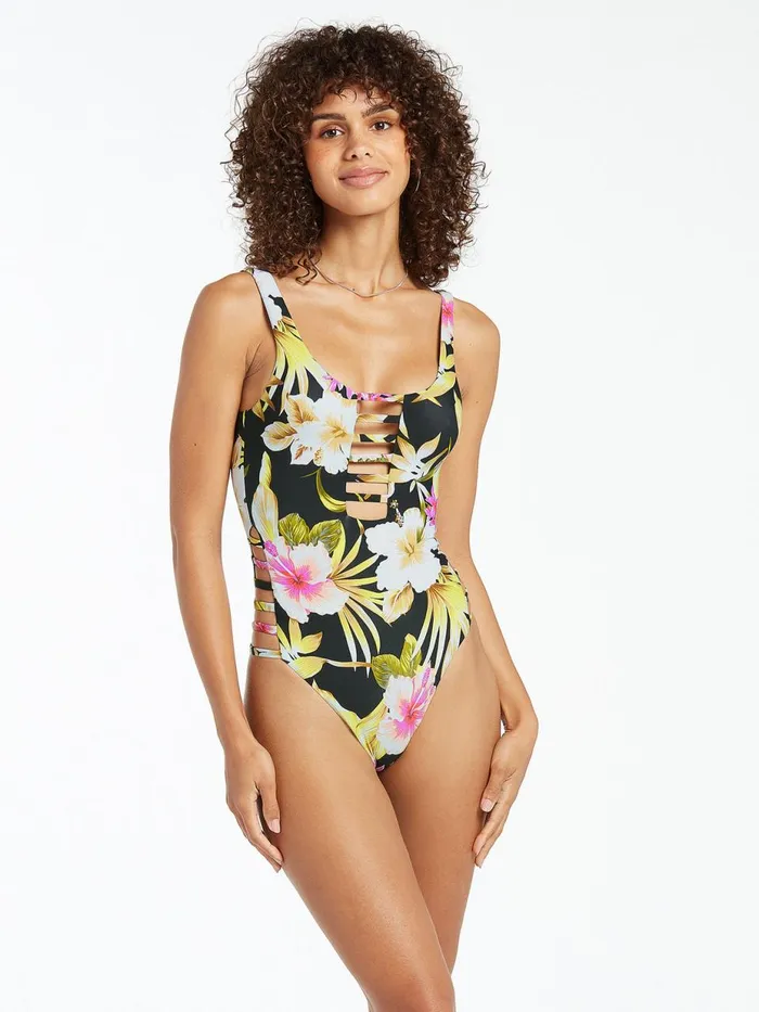 Womens OnePiece Swimsuits Volcom Shore Can One Piece 8211 Black