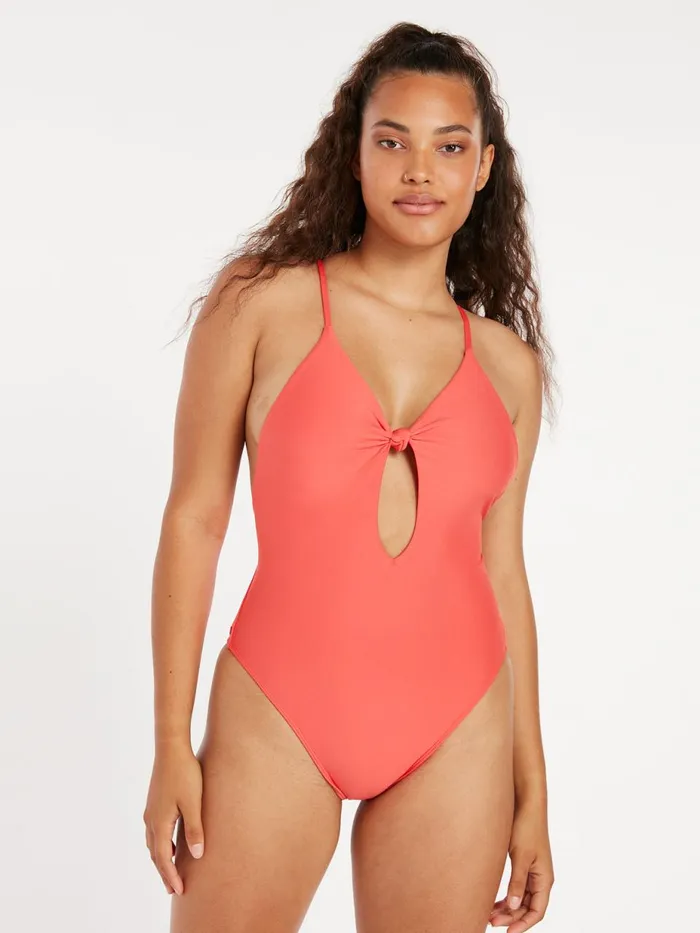 Womens OnePiece Swimsuits Volcom Simply Seamless One Piece 8211 Pistol Punch
