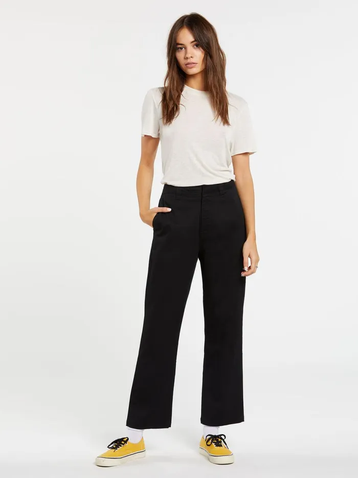 Womens Pants Volcom Frochickie Boyfriend Chino Pant 8211 Black