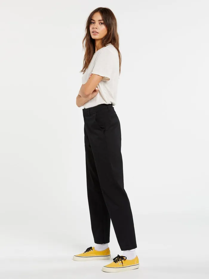 Womens Pants Volcom Frochickie Boyfriend Chino Pant 8211 Black