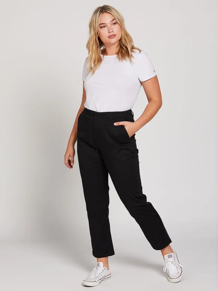 Womens Pants Volcom Frochickie Boyfriend Chino Pant 8211 Black