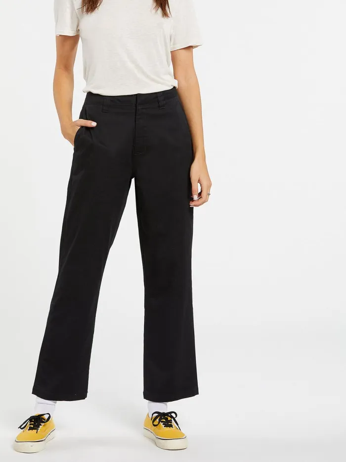 Womens Pants Volcom Frochickie Boyfriend Chino Pant 8211 Black