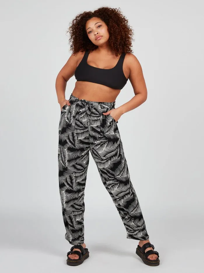 Womens Pants Volcom Stay Palm Pant 8211 Black White