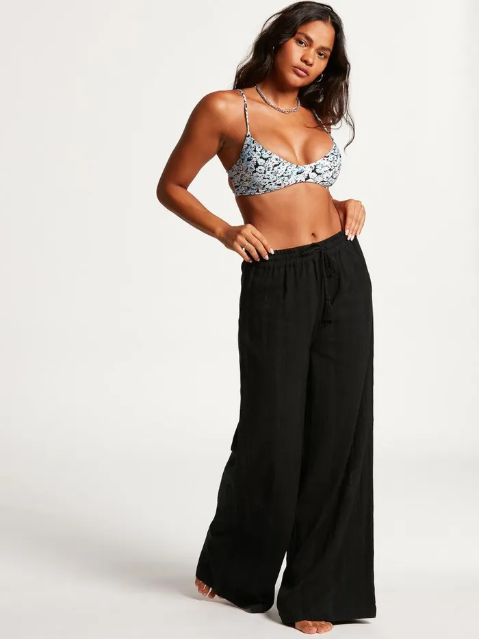 Womens Pants Volcom Sun Spent Wide Leg Beach Pant 8211 Black