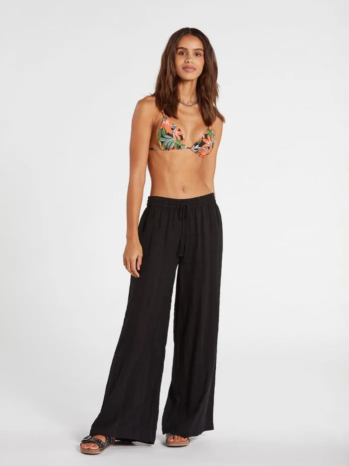 Womens Pants Volcom Sun Spent Wide Leg Beach Pant 8211 Black