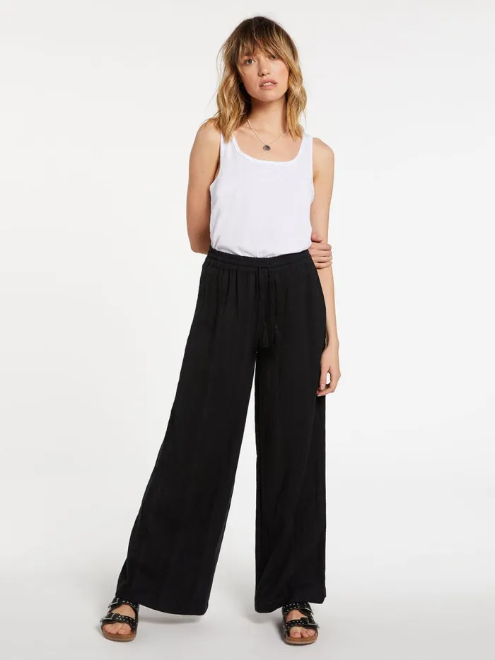 Womens Pants Volcom Sun Spent Wide Leg Beach Pant 8211 Black