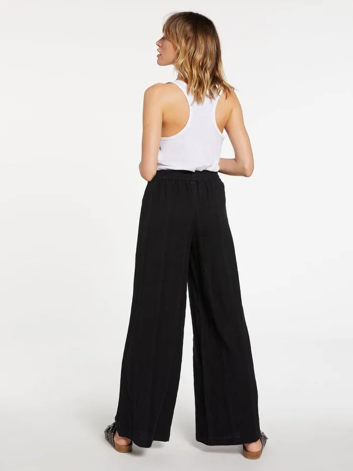 Womens Pants Volcom Sun Spent Wide Leg Beach Pant 8211 Black