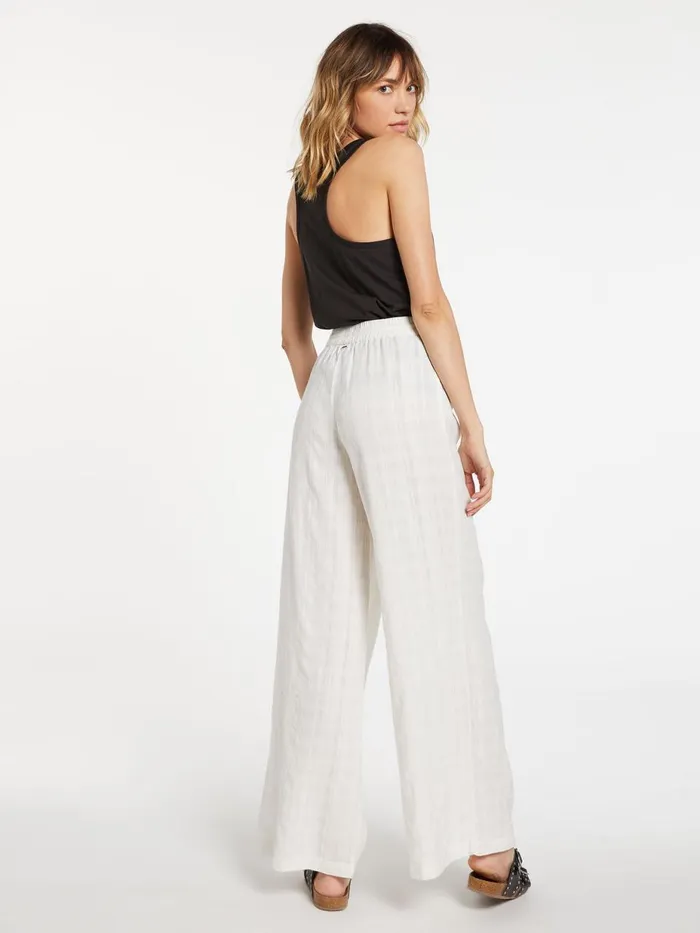 Womens Pants Volcom Sun Spent Wide Leg Beach Pant 8211 Star White