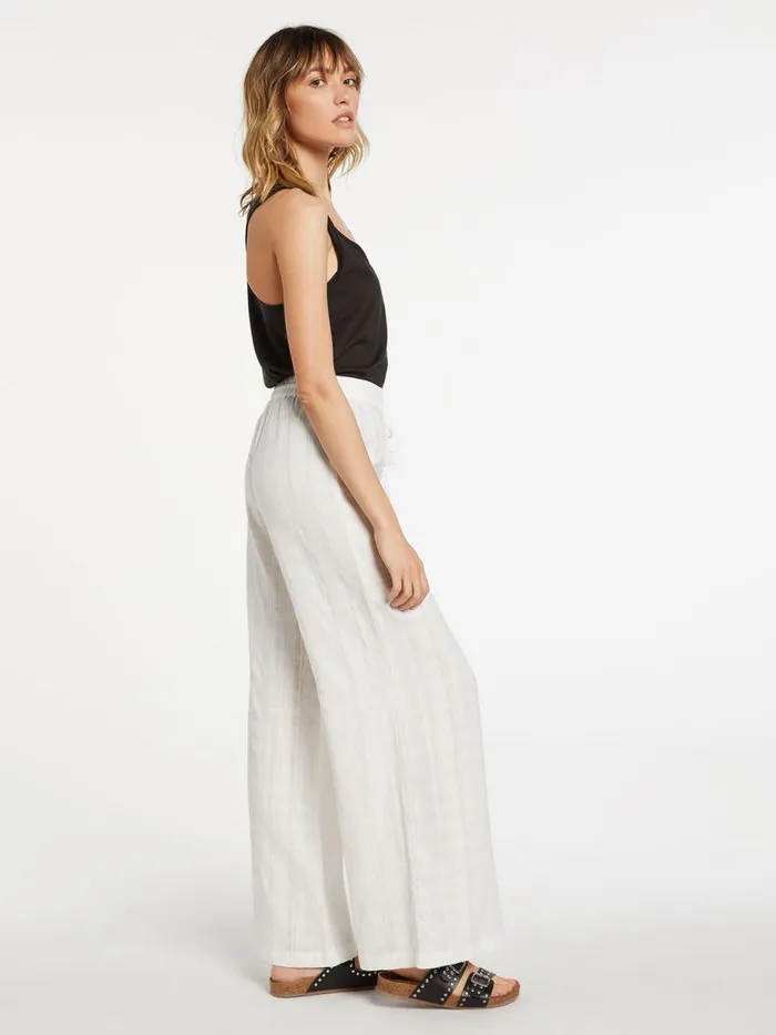 Womens Pants Volcom Sun Spent Wide Leg Beach Pant 8211 Star White