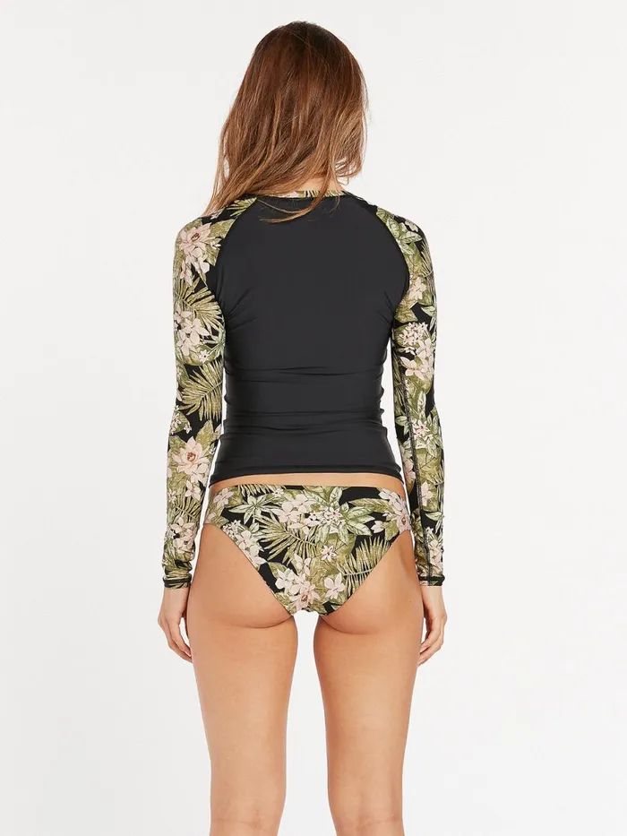 Womens Rashguards Volcom Midnight Tropic Long Sleeve UPF 50 Rashguard 8211 Shadow Lime