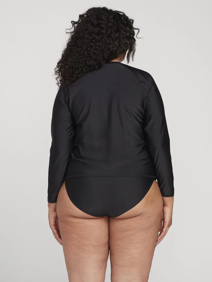 Womens Rashguards Volcom Simply Core Long Sleeve UPF 50 Plus Size Rashguard 8211 Black
