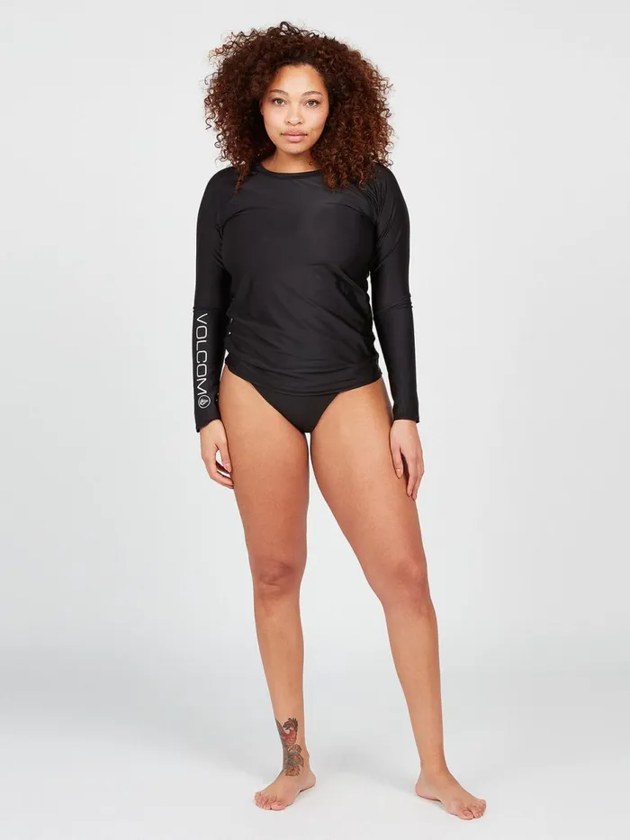 Womens Rashguards Volcom Simply Core Long Sleeve UPF 50 Plus Size Rashguard 8211 Black