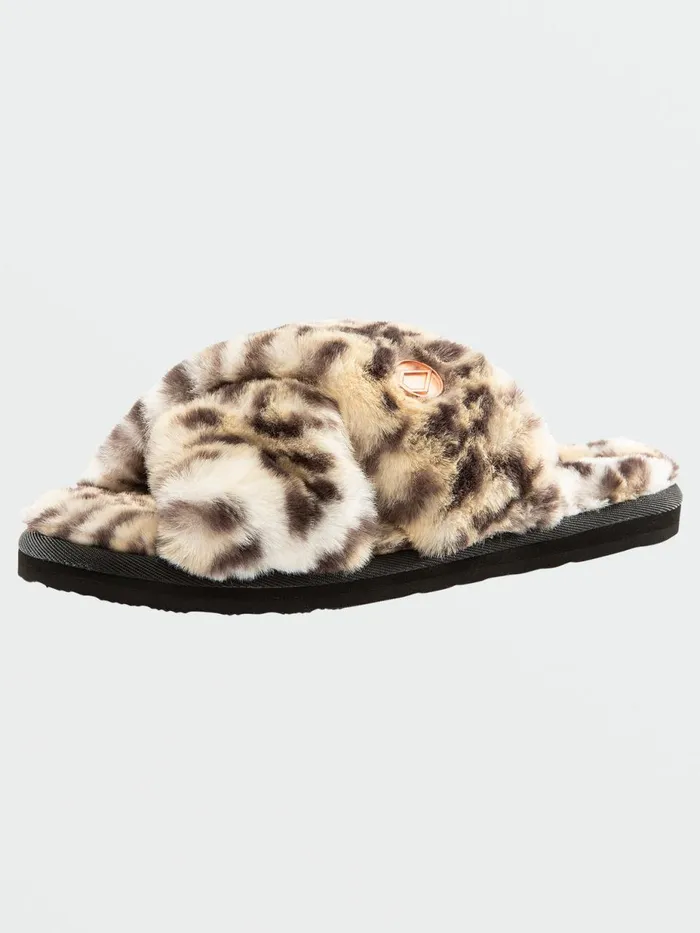 Womens Sandals Volcom Lived In Lounge Slip Sandal 8211 Cheetah