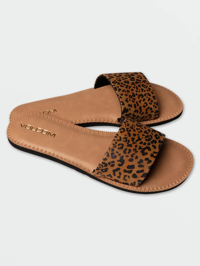 Womens Sandals Volcom Simple Slide Sandal 8211 Cheetah