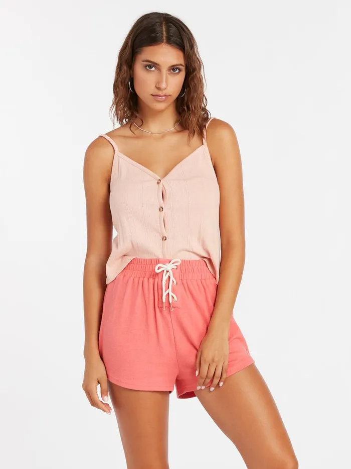 Womens Shorts Volcom Lived In Lounge Fleece Short 8211 Electric Coral