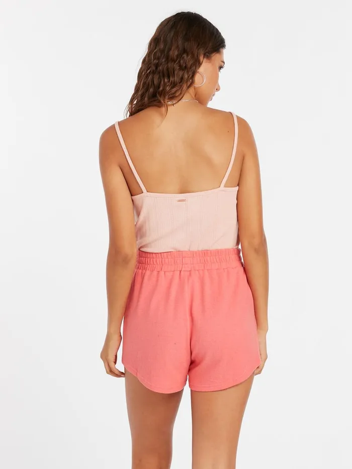 Womens Shorts Volcom Lived In Lounge Fleece Short 8211 Electric Coral