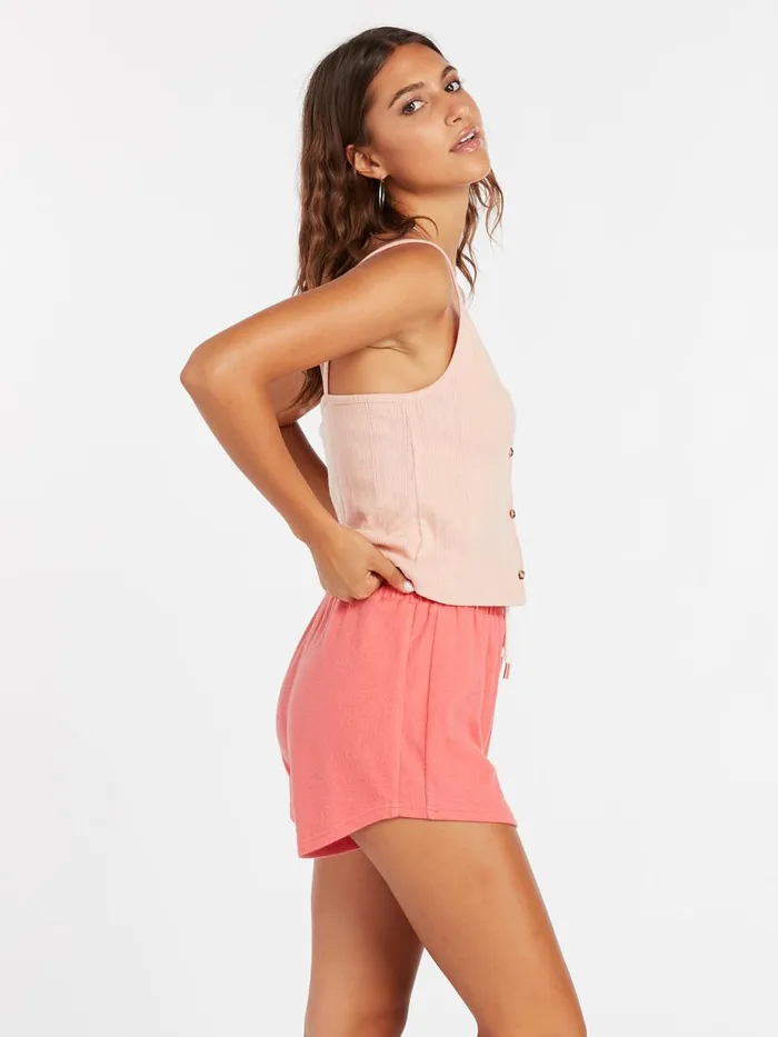 Womens Shorts Volcom Lived In Lounge Fleece Short 8211 Electric Coral