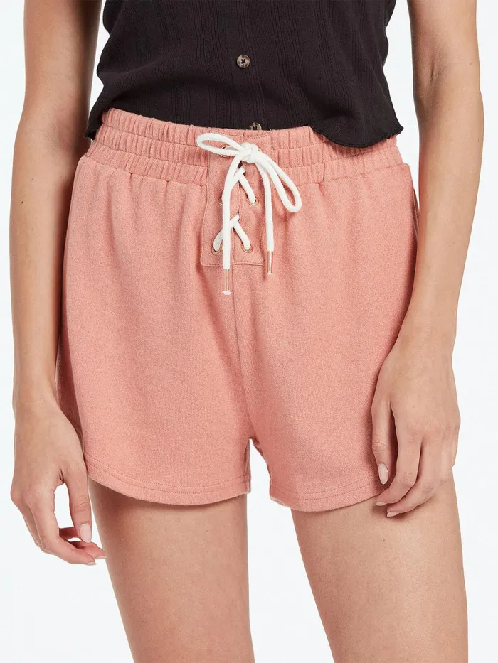 Womens Shorts Volcom Lived In Lounge Fleece Shorts 8211 Light Mauve