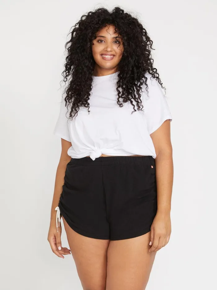 Womens Shorts Volcom Lived In Lounge Fleece Shorts Plus Size 8211 Black