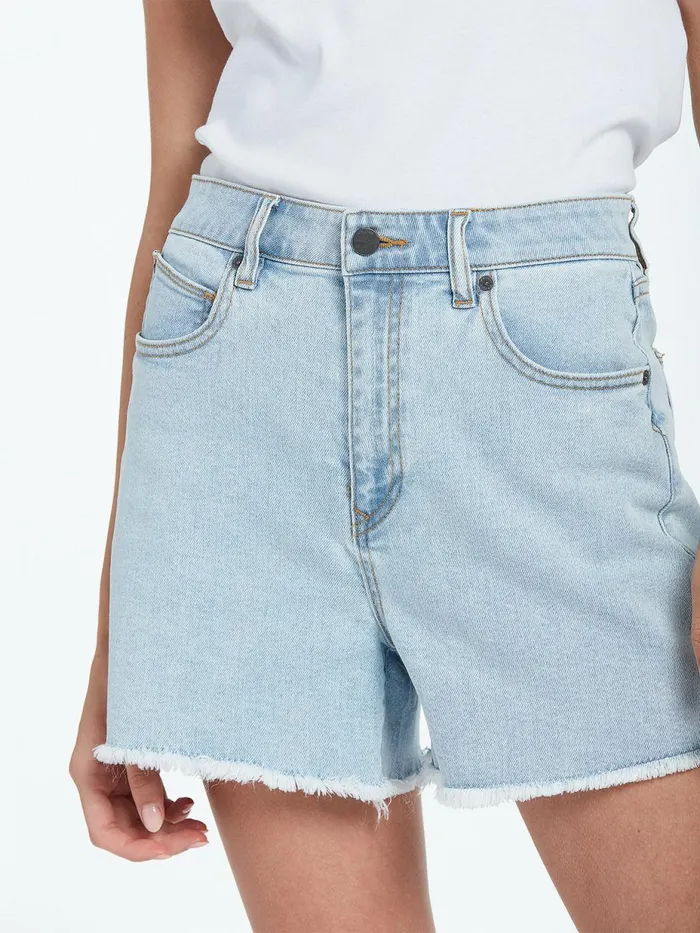 Womens Shorts Volcom Stone Step High Rise Denim Shorts 8211 Thrifter Blue Light