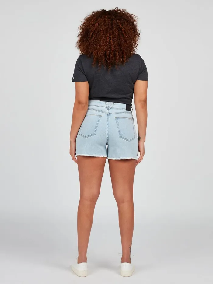 Womens Shorts Volcom Stone Step High Rise Denim Shorts 8211 Thrifter Blue Light