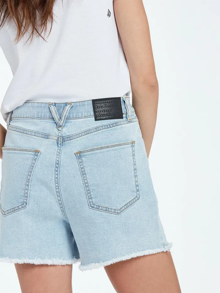 Womens Shorts Volcom Stone Step High Rise Denim Shorts 8211 Thrifter Blue Light
