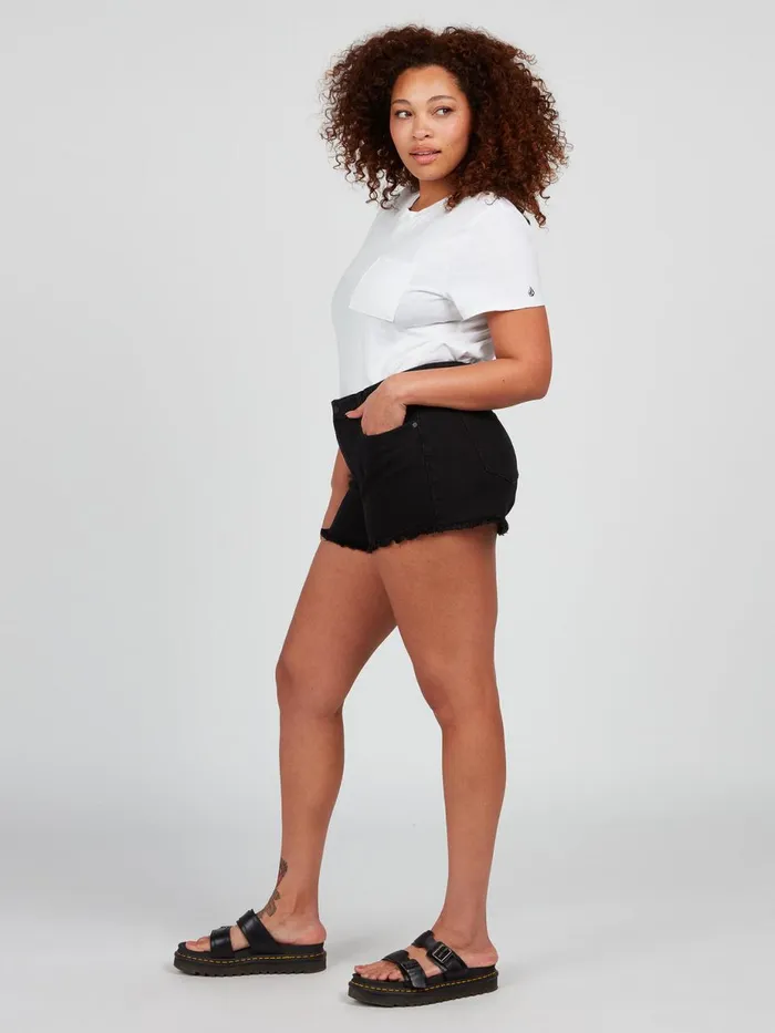 Womens Shorts Volcom Stoney Stretch Denim Shorts 8211 Premium Wash Black