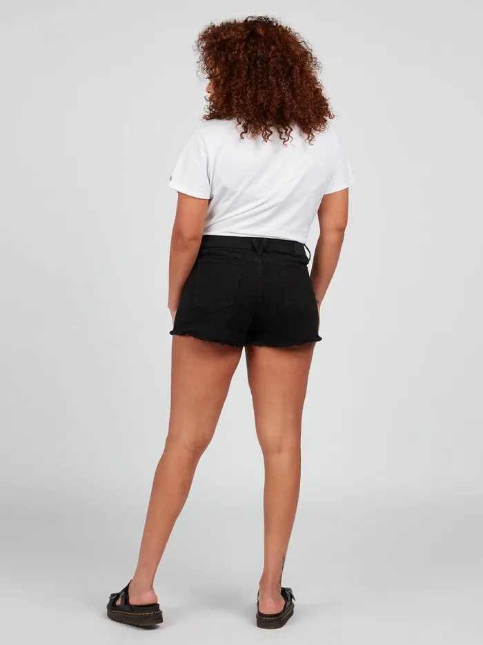 Womens Shorts Volcom Stoney Stretch Denim Shorts 8211 Premium Wash Black