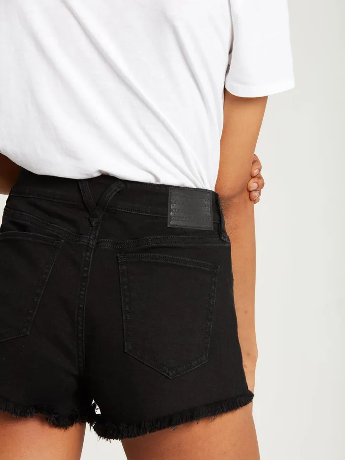 Womens Shorts Volcom Stoney Stretch Denim Shorts 8211 Premium Wash Black