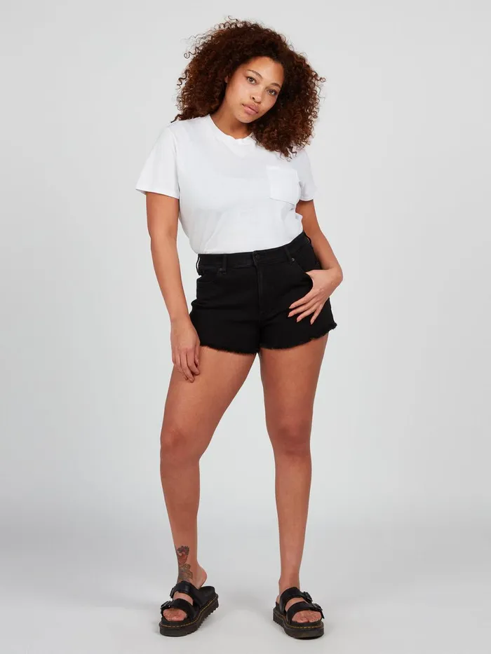 Womens Shorts Volcom Stoney Stretch Denim Shorts 8211 Premium Wash Black