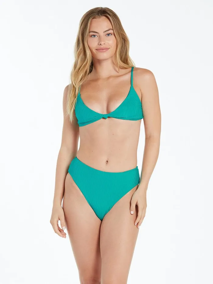 Womens Surf Volcom Simply Rib V Neck Bikini Top 8211 Teal