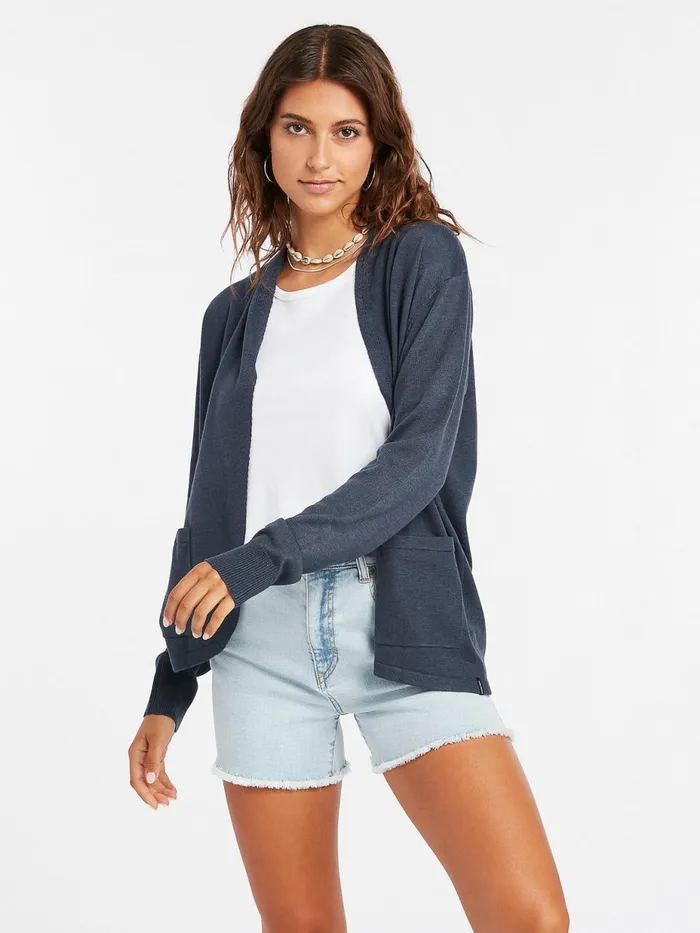 Womens Sweaters and Cardigans Volcom Breezy Babe Wrap 8211 Midnight Blue