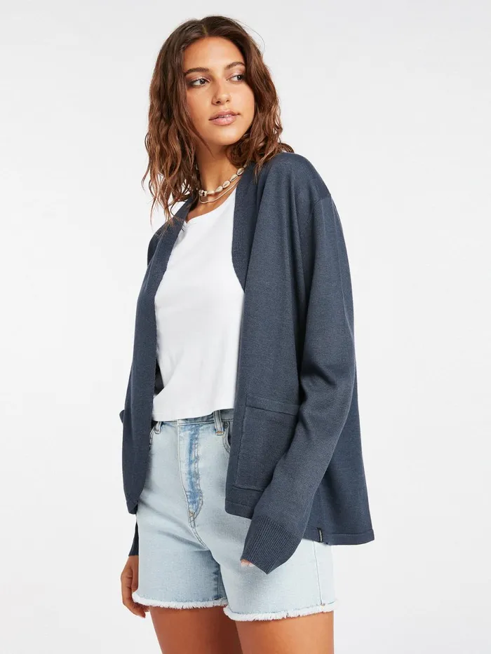 Womens Sweaters and Cardigans Volcom Breezy Babe Wrap 8211 Midnight Blue