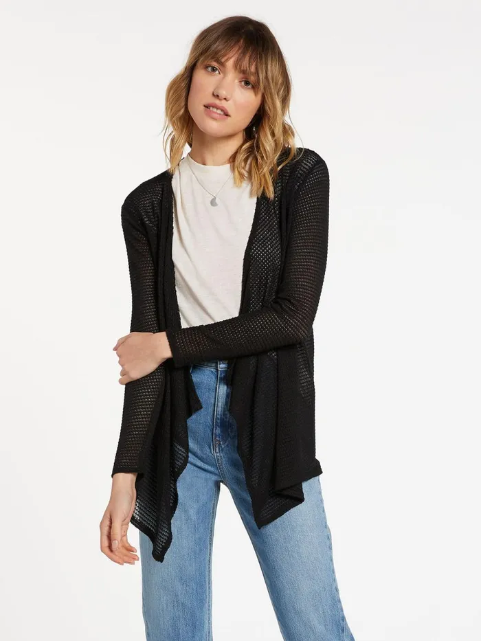 Womens Sweaters and Cardigans Volcom Go Go Wrap Cardigan 8211 Black