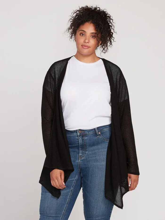 Womens Sweaters and Cardigans Volcom Go Go Wrap Plus Size Cardigan 8211 Black