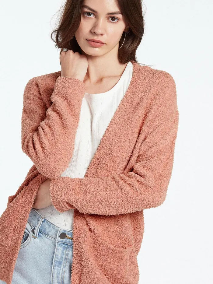 Womens Sweaters and Cardigans Volcom Lived In Lounge Cardigan 8211 Light Mauve